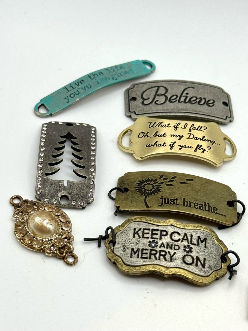 Assorted Inspirational Metal Charms and Connectors- brand new. Set of 21 lot 55